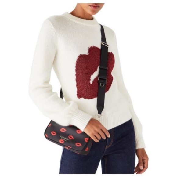 ❣️🎉HOST PICK🎉❣️Kate Spade The Little Better Sam Kisses Crossbody Bag Black/Red - Picture 2 of 11